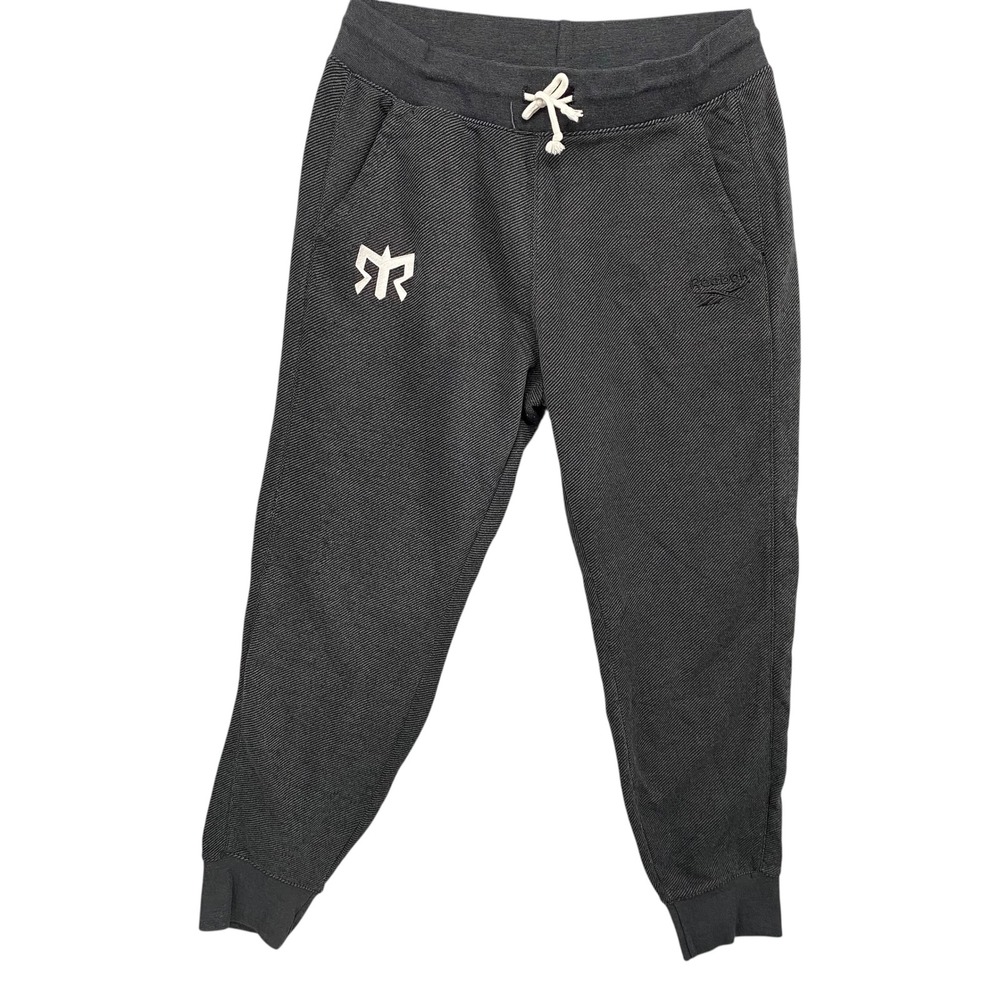 Reebok Mens‎ Textured Joggers Charcoal Gray Athletic Sweatpants Size L